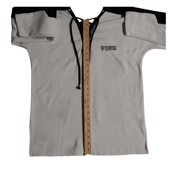 PINK Victoria's Secret Pullover Sweatshirt Women's Size XS White Black Embroid - Picture 5 of 8